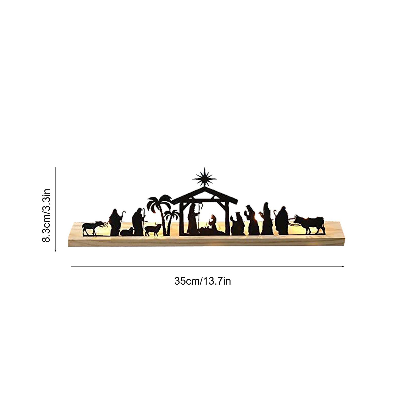 Nmdmisc Black Metal Nativity Set with Wood Base,Nativity Scene Nativity Sets for Christmas Indoor,Little People Nativity Set,Nativity for Christmas Party Nacimientos Navidenos Figuras (B)